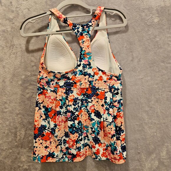 Lands End Tankini Womans 6 Top Swim Suit Racer Back Floral Colorful feminine - Picture 7 of 11